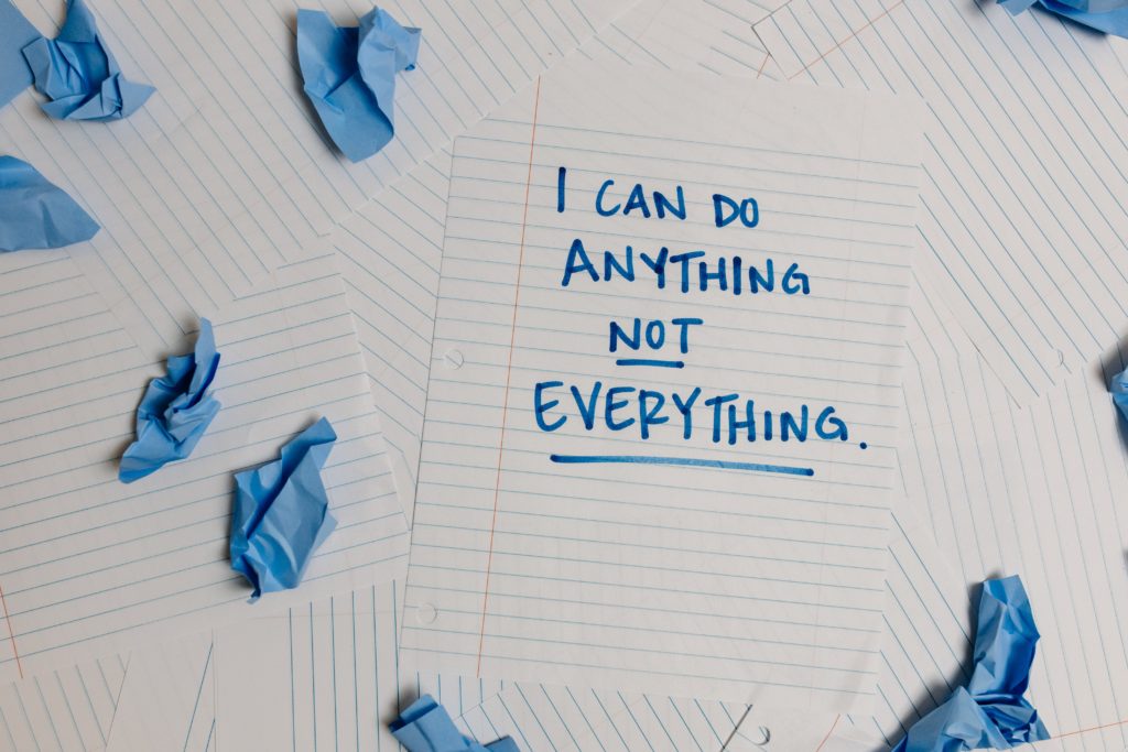 Image of Lined Paper with the words I can Anything, Not Everything